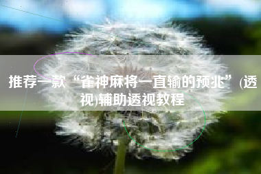 推荐一款“雀神麻将一直输的预兆”(透视)辅助透视教程