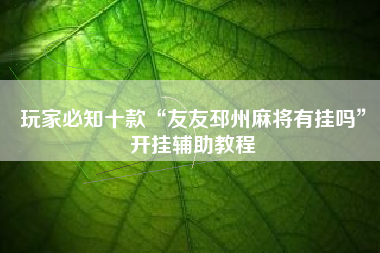 玩家必知十款“友友邳州麻将有挂吗”开挂辅助教程