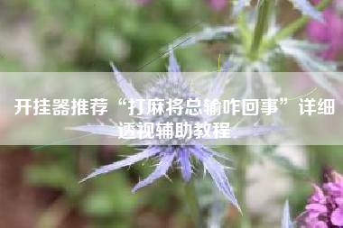 开挂器推荐“打麻将总输咋回事”详细透视辅助教程