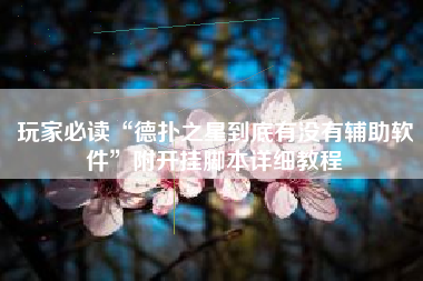 玩家必读“德扑之星到底有没有辅助软件”附开挂脚本详细教程