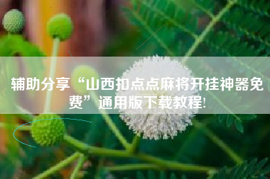辅助分享“山西扣点点麻将开挂神器免费”通用版下载教程!
