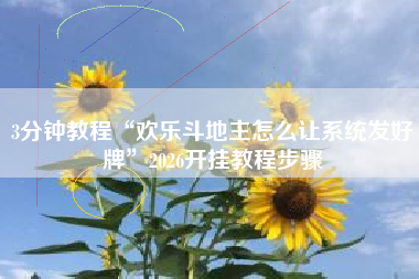 3分钟教程“欢乐斗地主怎么让系统发好牌”2026开挂教程步骤