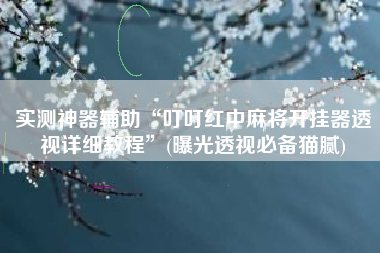 实测神器辅助“叮叮红中麻将开挂器透视详细教程	”(曝光透视必备猫腻)