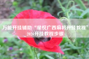 万能开挂辅助“星悦广西麻将开挂教程”2026开挂教程步骤