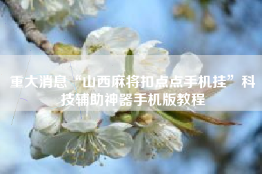 重大消息“山西麻将扣点点手机挂”科技辅助神器手机版教程