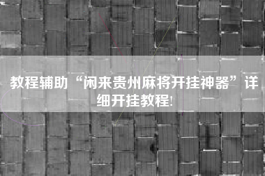 教程辅助“闲来贵州麻将开挂神器”详细开挂教程!