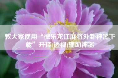 教大家使用“微乐龙江麻将外卦神器下载”开挂(透视)辅助神器