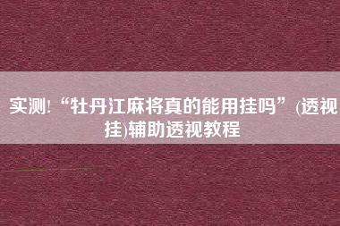 实测!“牡丹江麻将真的能用挂吗	”(透视挂)辅助透视教程